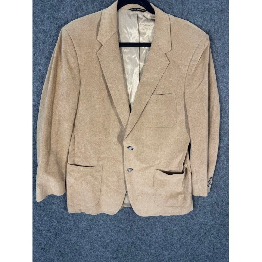 Doncaster Mens Tan Faux Suede Blazer Sport Coat 2 Button Tan Classic Jacket